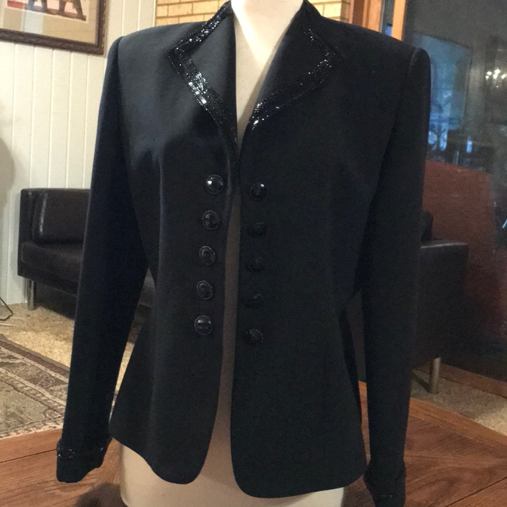 En Avance black beaded evening jacket